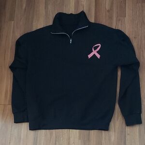 Black Breast Cancer Awareness Sweatshirt with Pink Ribbon